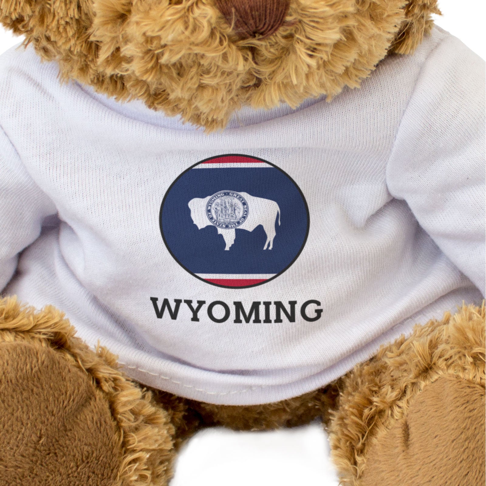 WYOMING FLAG ROUNDEL - Teddy Bear - Cute Cuddly Soft - USA Gift Present