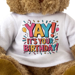YAY! IT'S YOUR BIRTHDAY - Teddy Bear - Cute Cuddly Soft Adorable - Gift Present