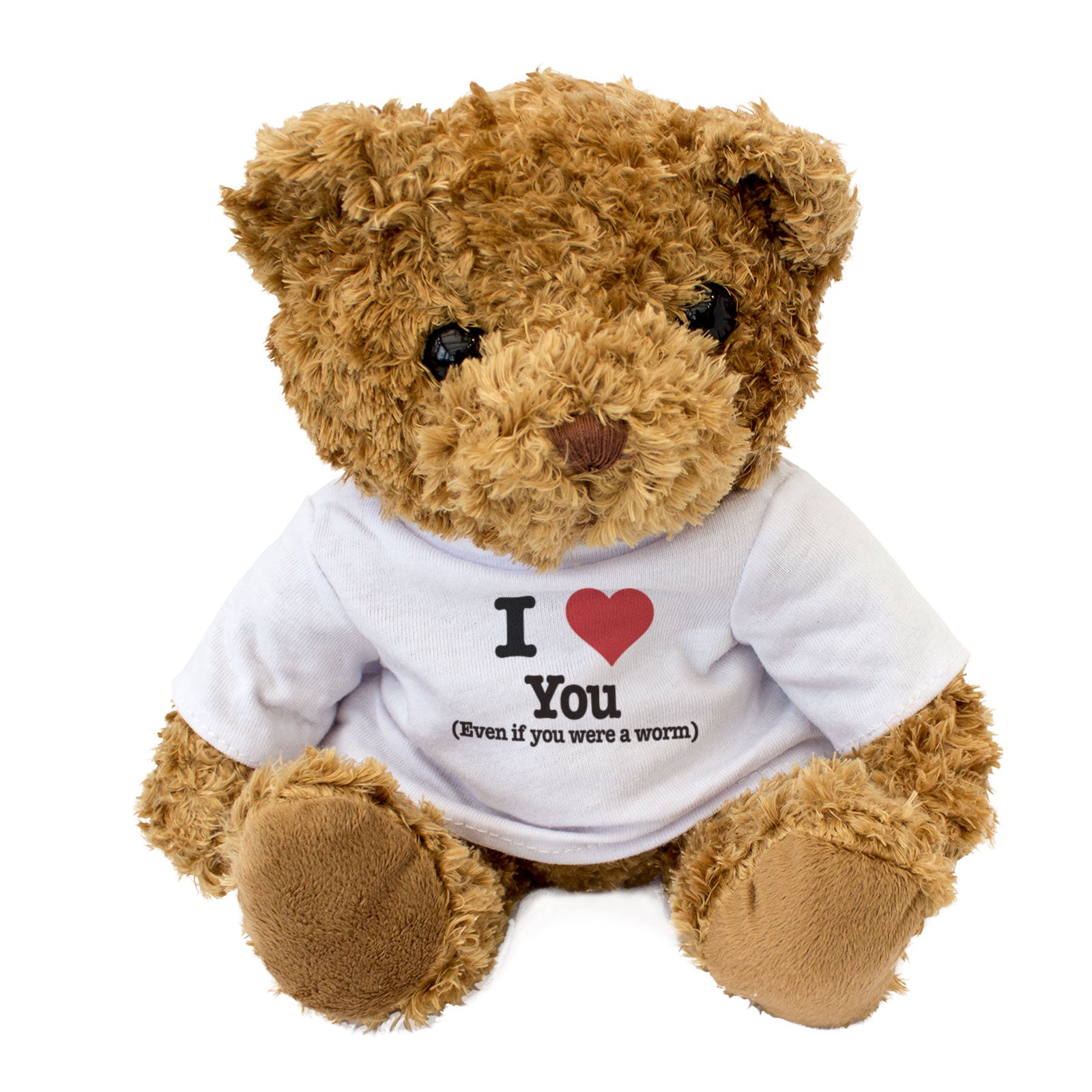 I LOVE YOU (EVEN IF YOU WERE A WORM) - Teddy Bear - Cute Cuddly - Gift Present