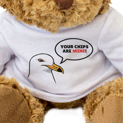 YOUR CHIPS ARE MINE (EVIL SEAGULL) - Teddy Bear - Cute - Funny Gift Present