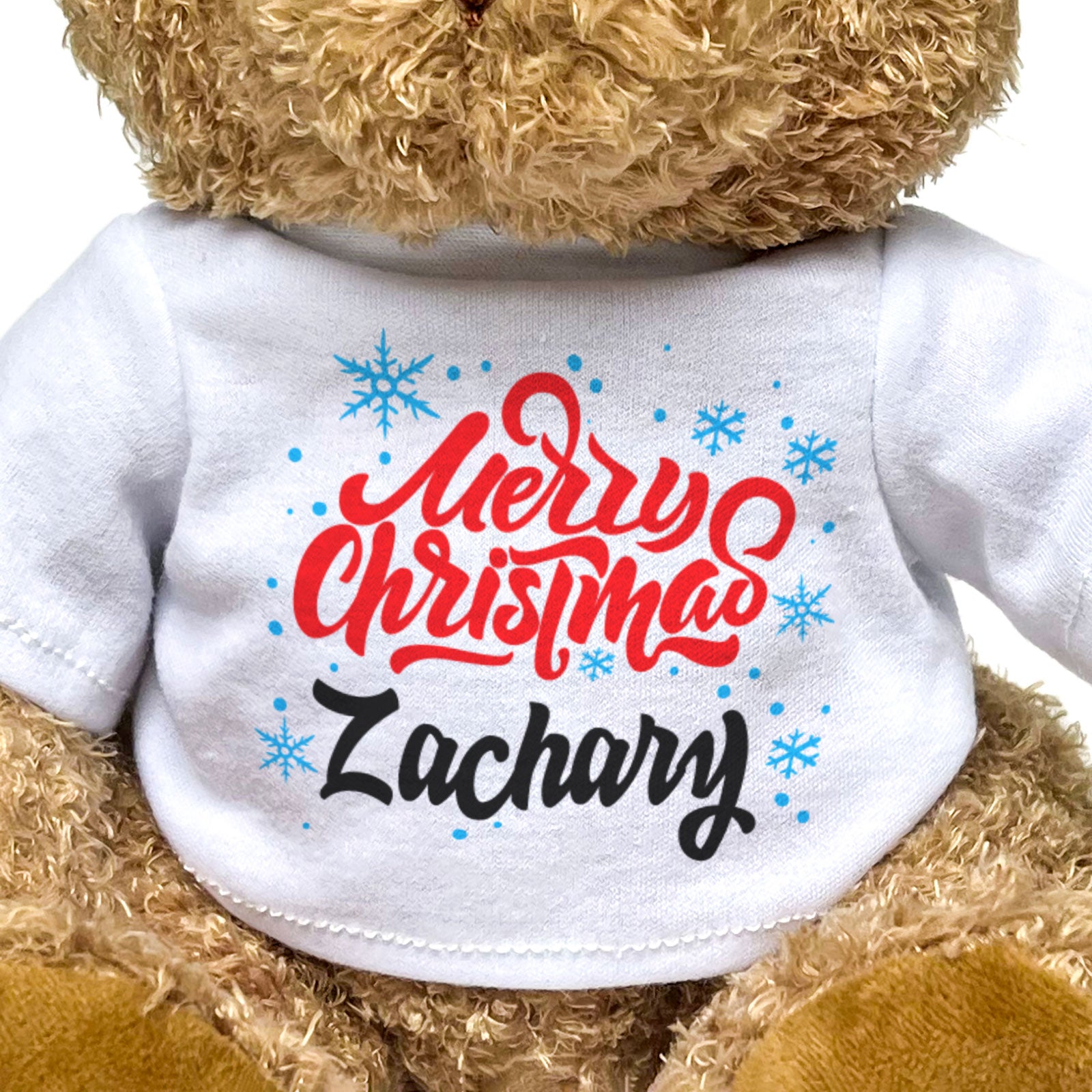 MERRY CHRISTMAS ZACHARY - Teddy Bear - Cute Cuddly Soft - Xmas Gift Present