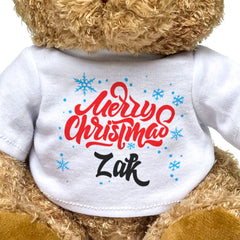 MERRY CHRISTMAS ZAK - Teddy Bear - Cute Cuddly Soft - Xmas Gift Present