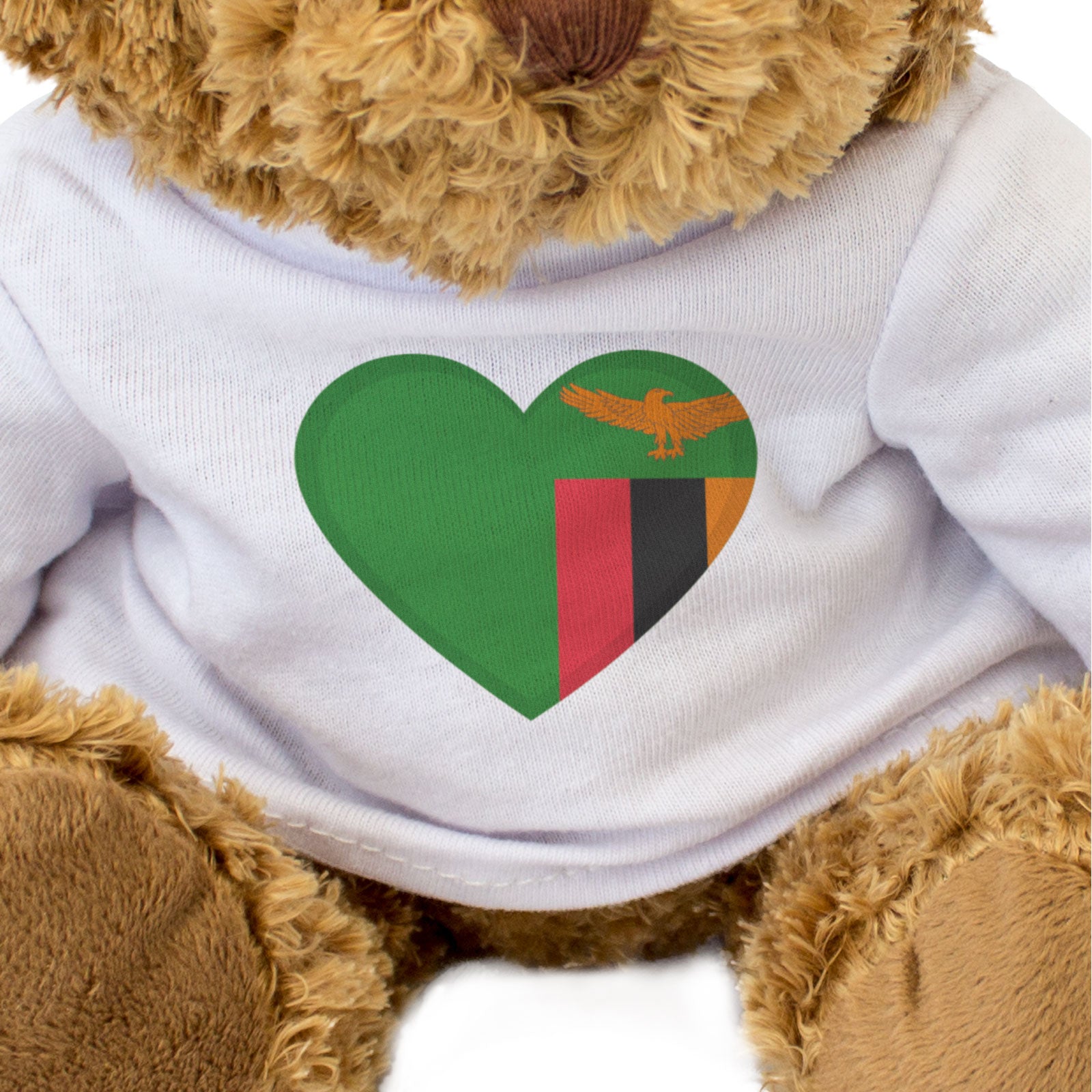 ZAMBIA FLAG HEART - Teddy Bear - Cute Cuddly Soft - Zambian Gift Present