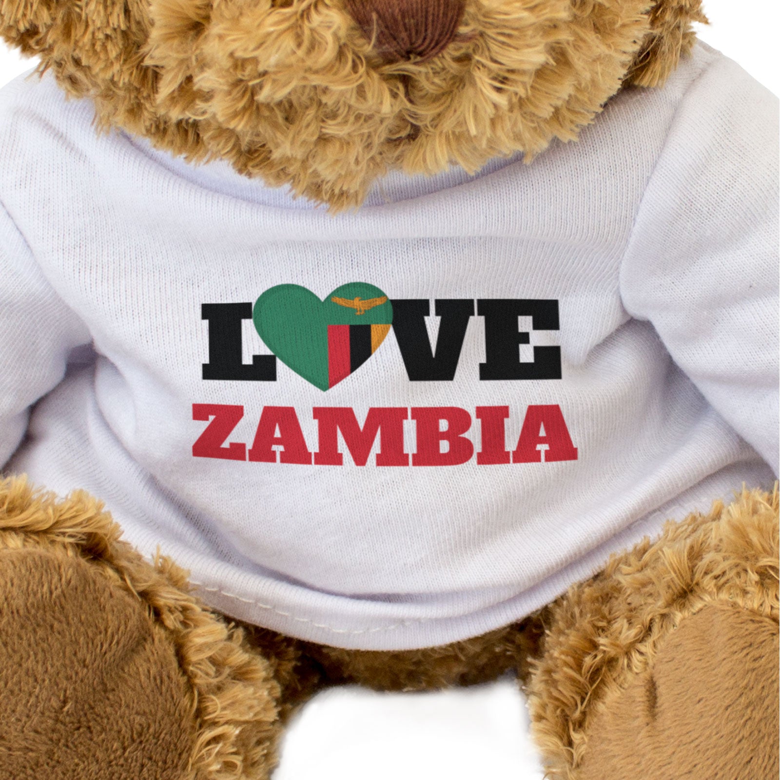 LOVE ZAMBIA (FLAG HEART) - Teddy Bear - Cute - Funny Souvenir Gift Present