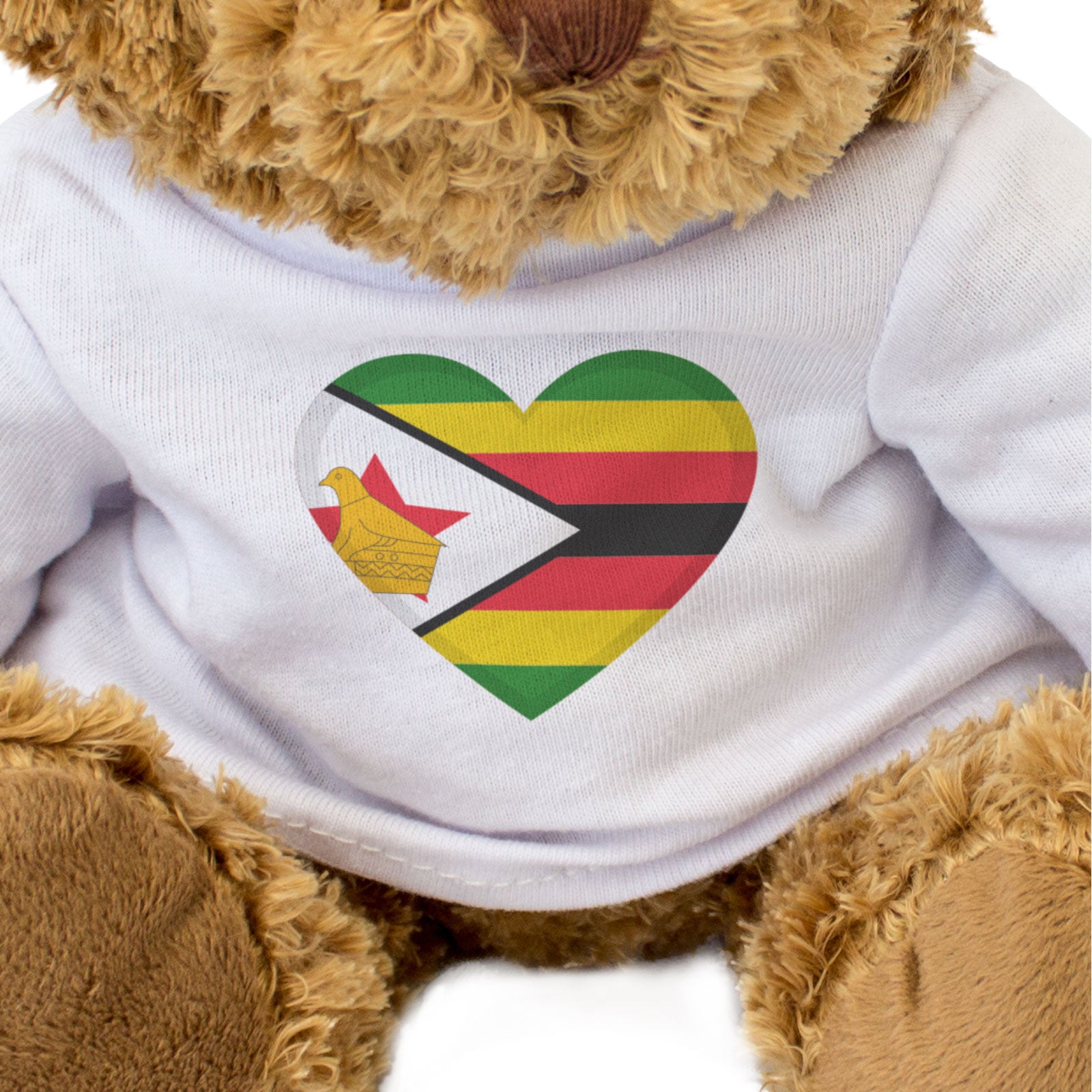 ZIMBABWE FLAG HEART - Teddy Bear - Cute Cuddly Soft Adorable - Gift Present