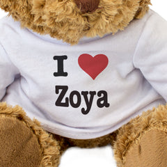 I LOVE ZOYA - Teddy Bear - Cute Cuddly Soft Adorable - Gift Present