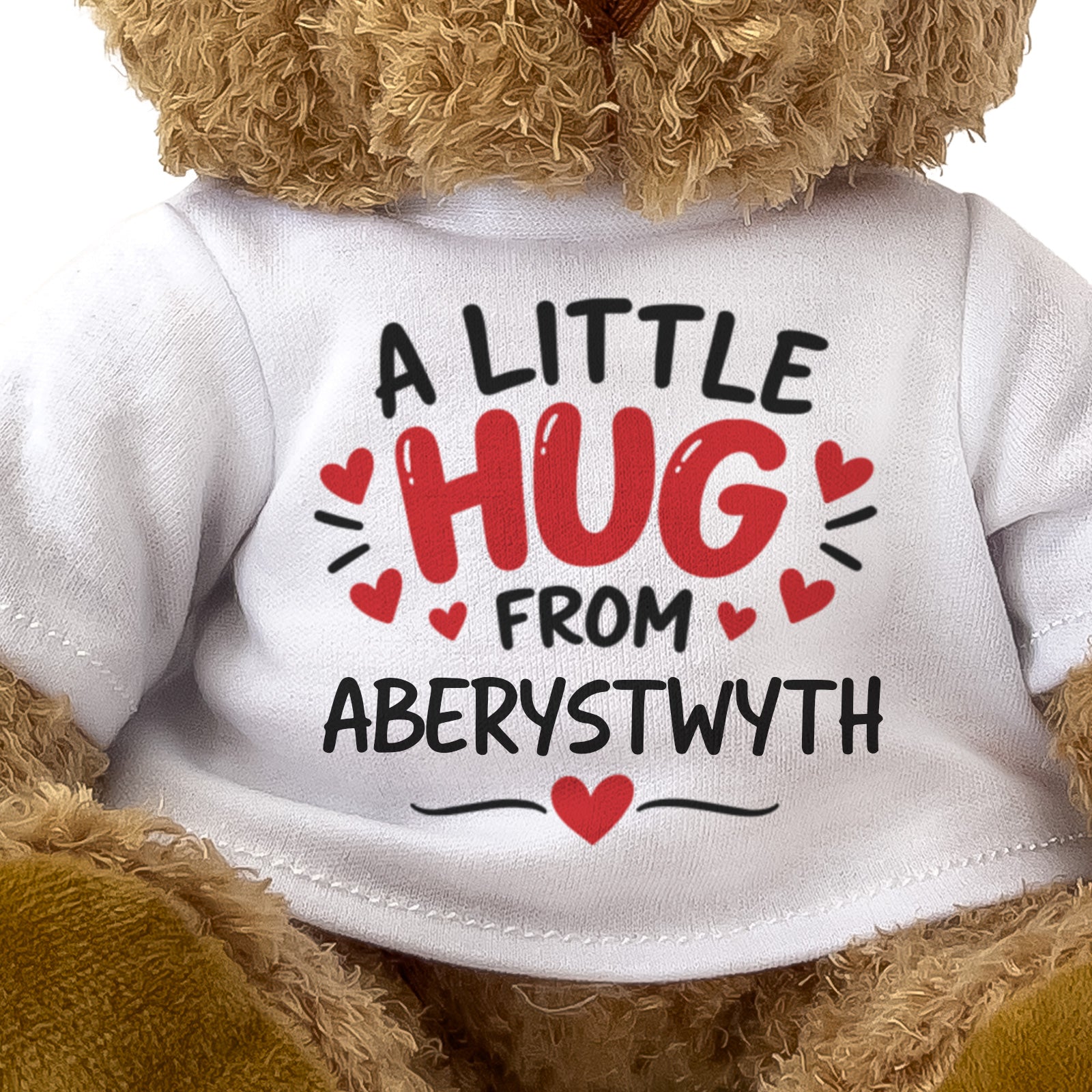 Close-up of the A Little Hug From Aberystwyth T-shirt design