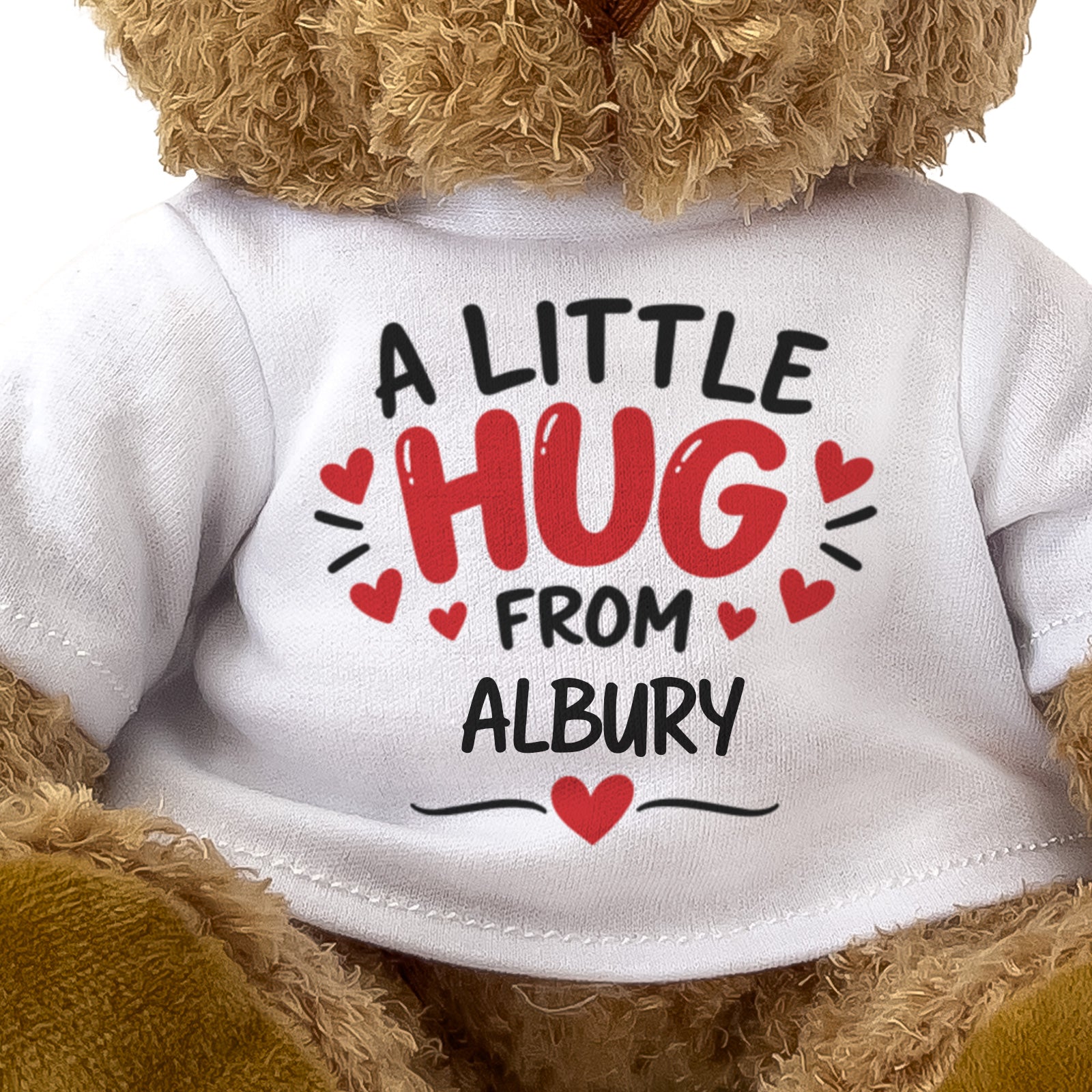 Close-up of the A Little Hug From Albury T-shirt design
