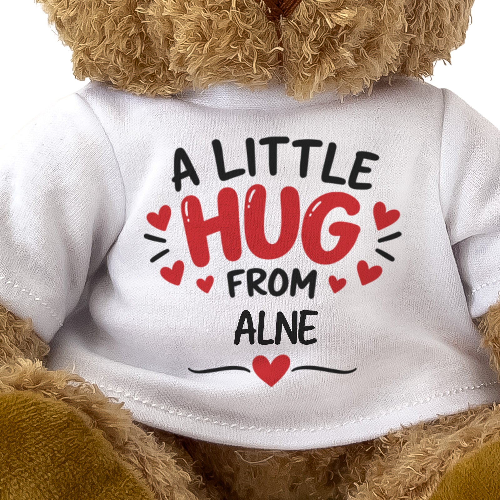 Close-up of the A Little Hug From Alne T-shirt design