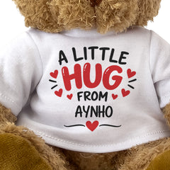 Close-up of the A Little Hug From Aynho T-shirt design