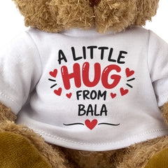 Close-up of the A Little Hug From Bala T-shirt design
