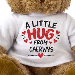 Close-up of the A Little Hug From Caerwys T-shirt design