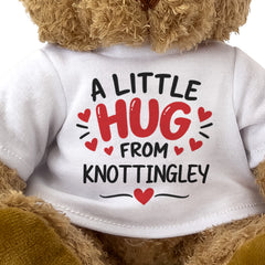 Close-up of the A Little Hug From Knottingley T-shirt design