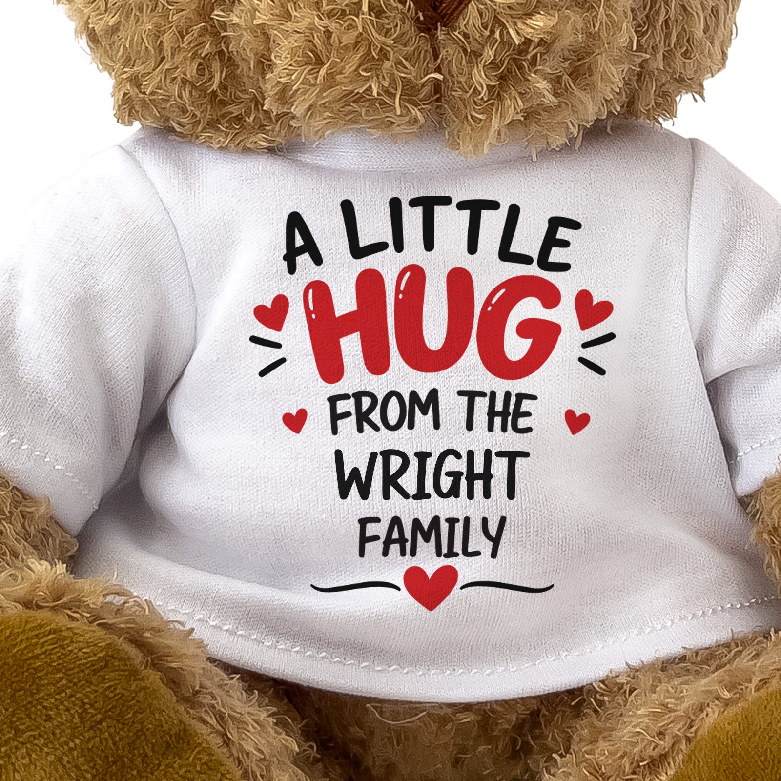 Close-up of the A Little Hug From The Wright Family T-shirt design
