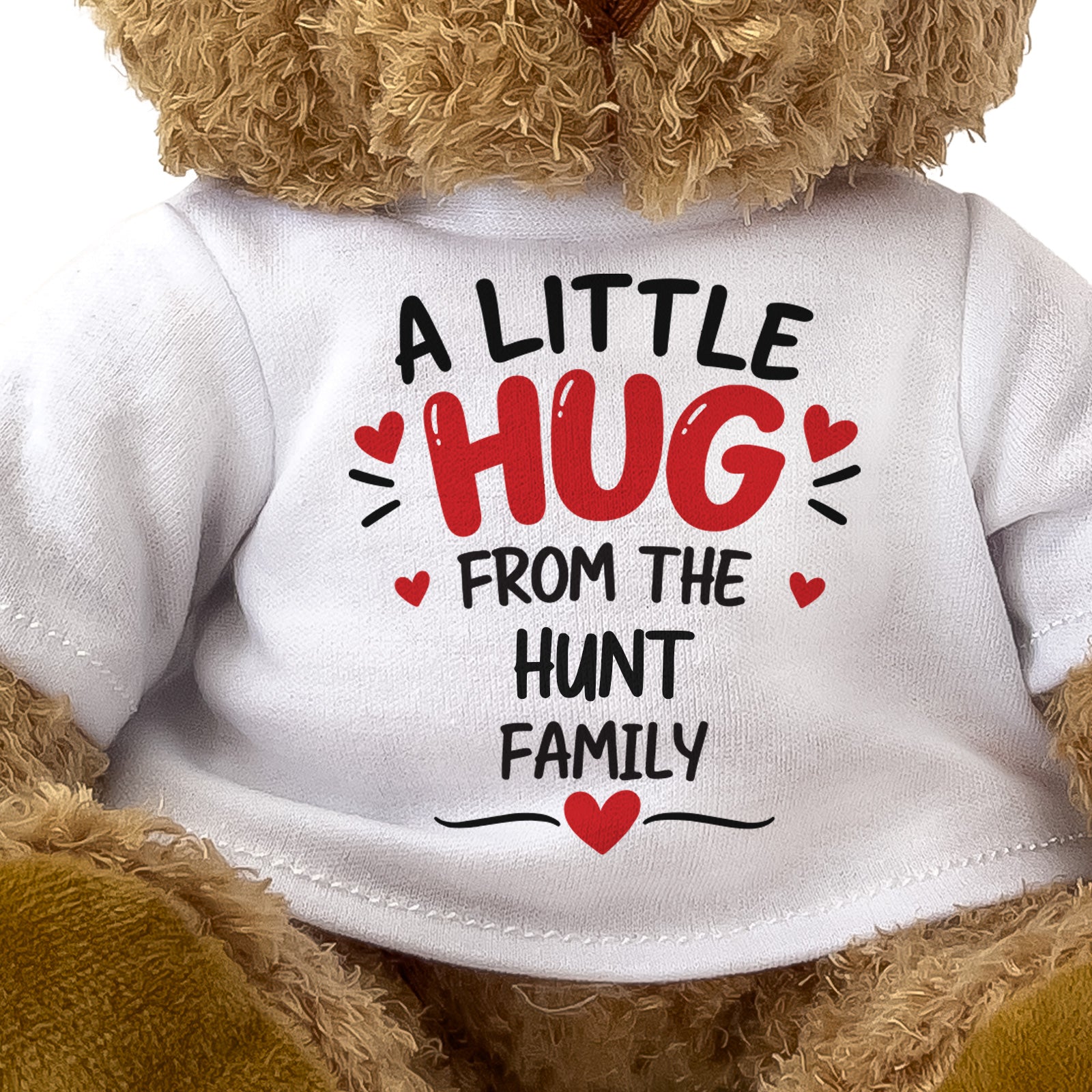 Close-up of the A Little Hug From The Hunt Family T-shirt design
