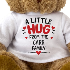 Close-up of the A Little Hug From The Carr Family T-shirt design