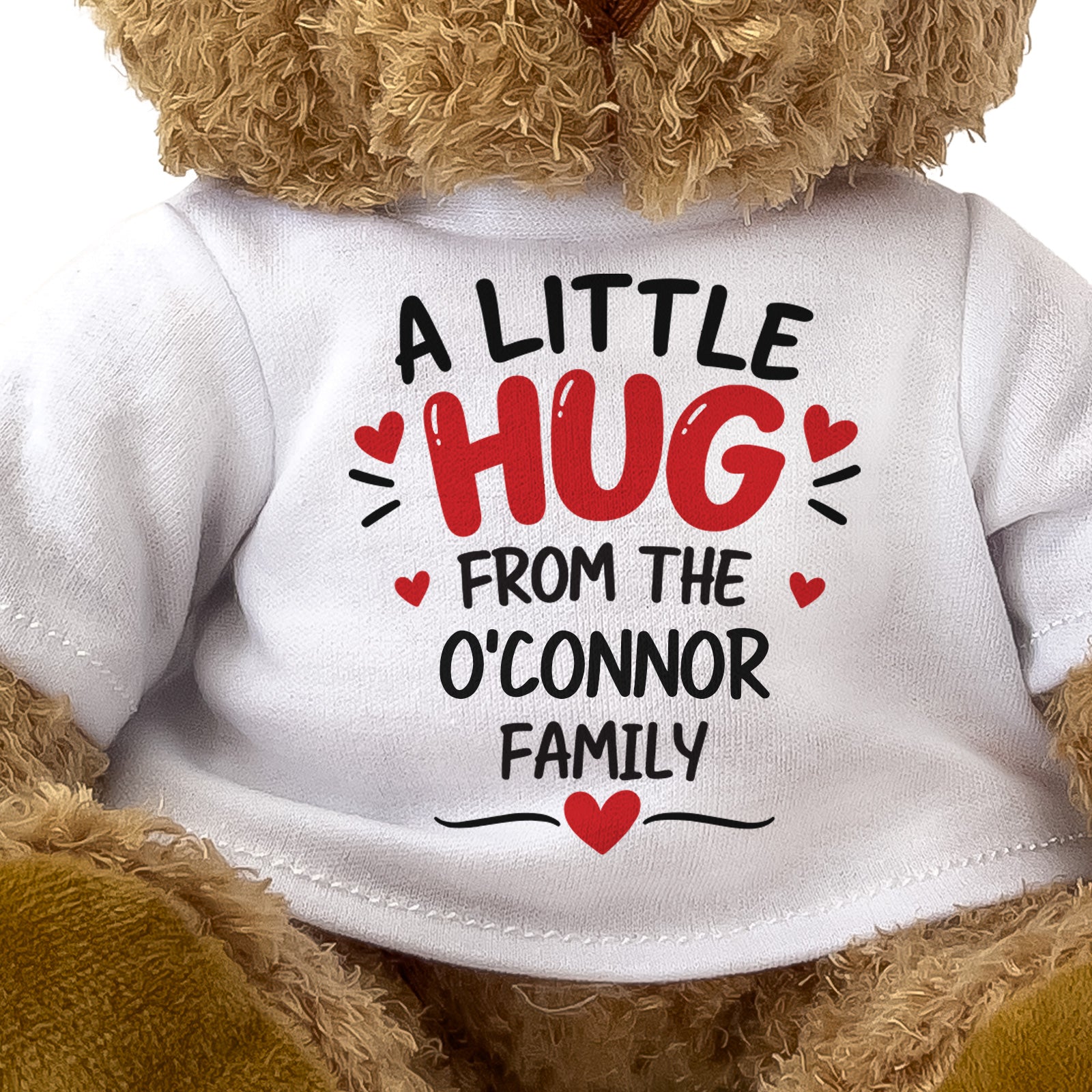 Close-up of the A Little Hug From The O'Connor Family T-shirt design