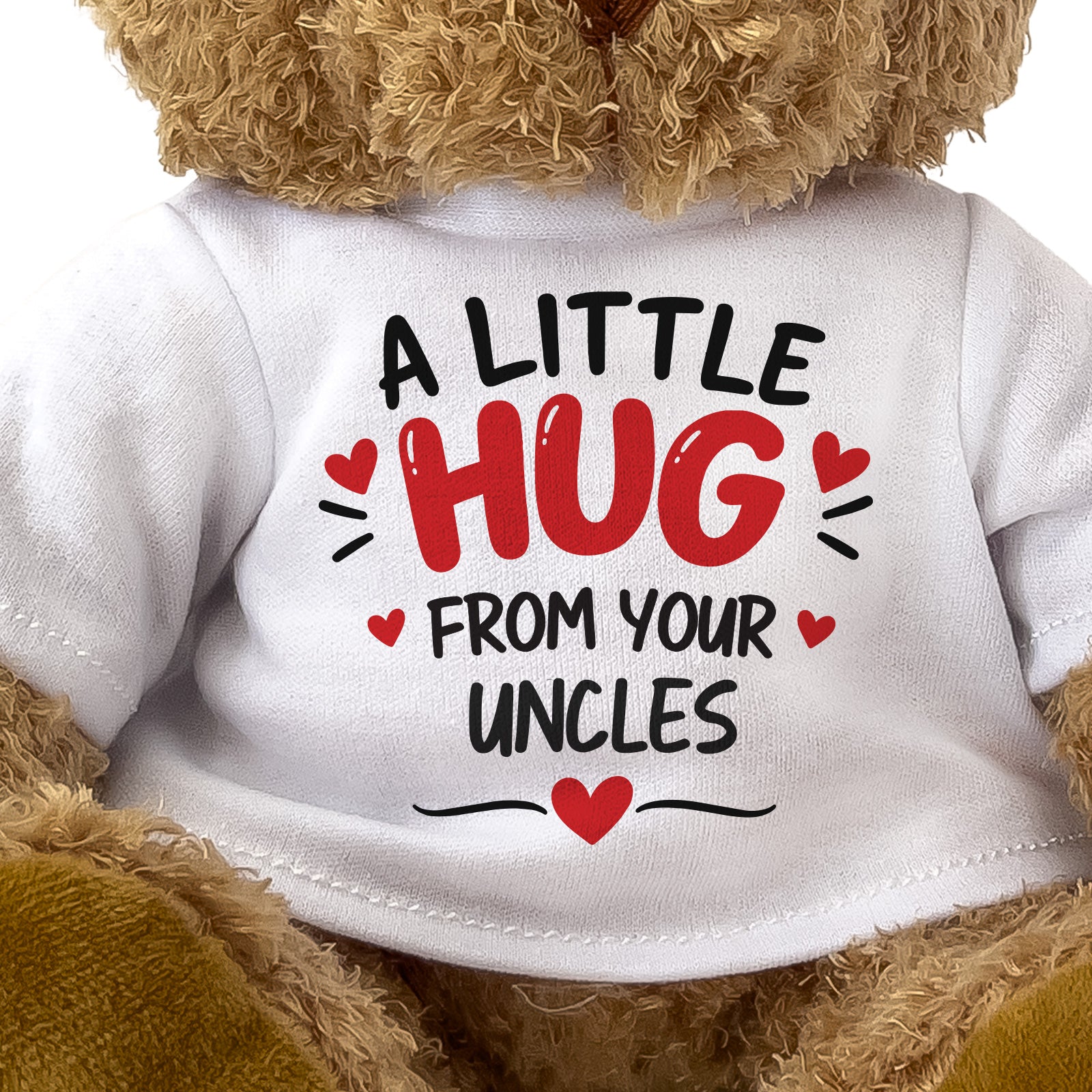 Close-up of the A Little Hug From Your Uncles T-shirt design
