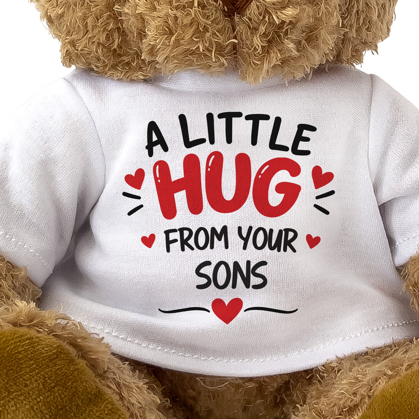 Close-up of the A Little Hug From Your Sons T-shirt design