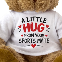 Close-up of the A Little Hug From Your Sports Mate T-shirt design