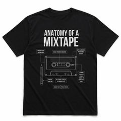 ANATOMY OF A MIXTAPE - Black T-Shirt - Funny Retro Tee