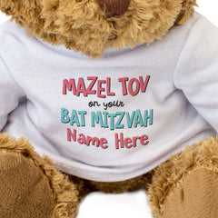 Mazel Tov On Your Bat Mitzvah Personalised - Teddy Bear
