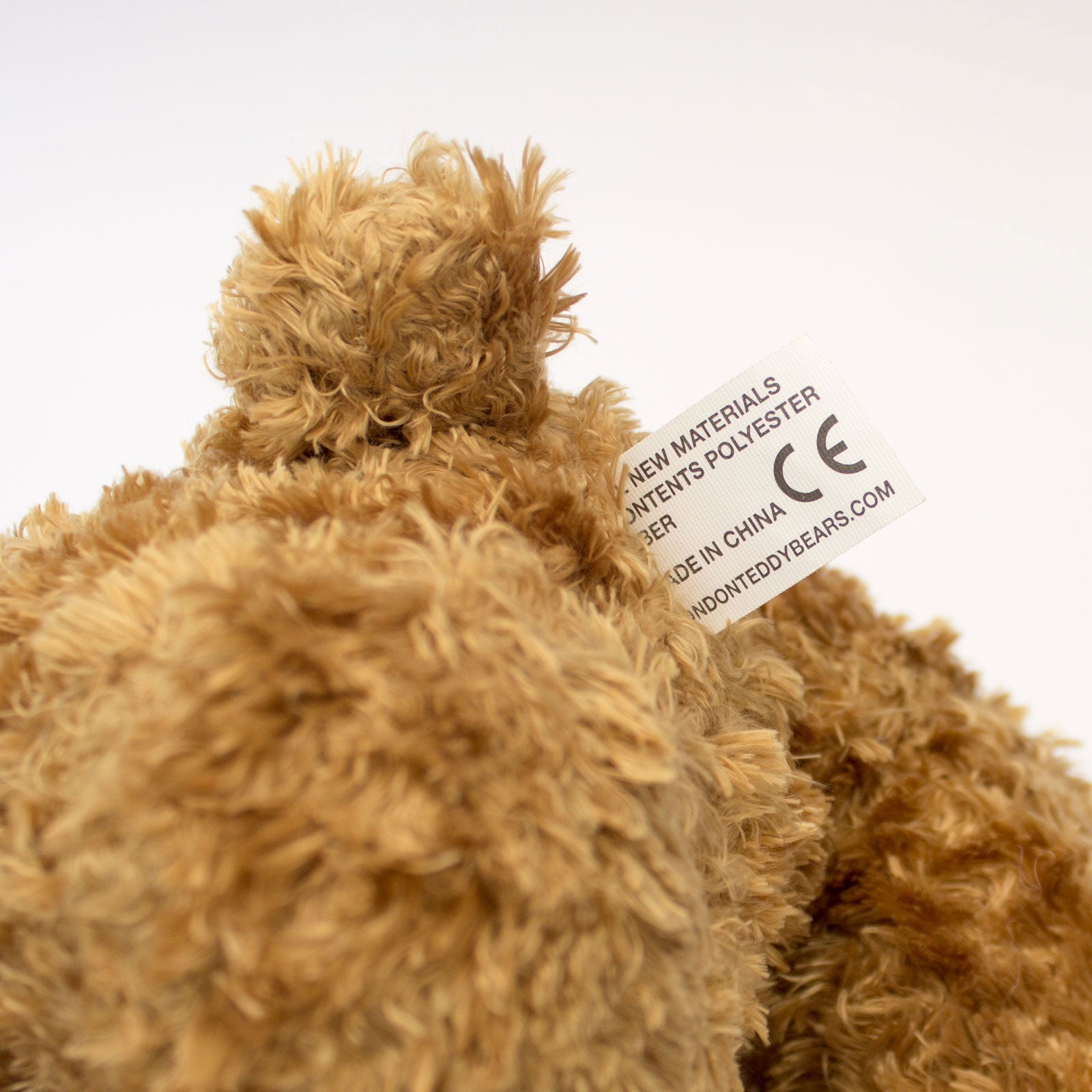 Close-up of teddy bear product label