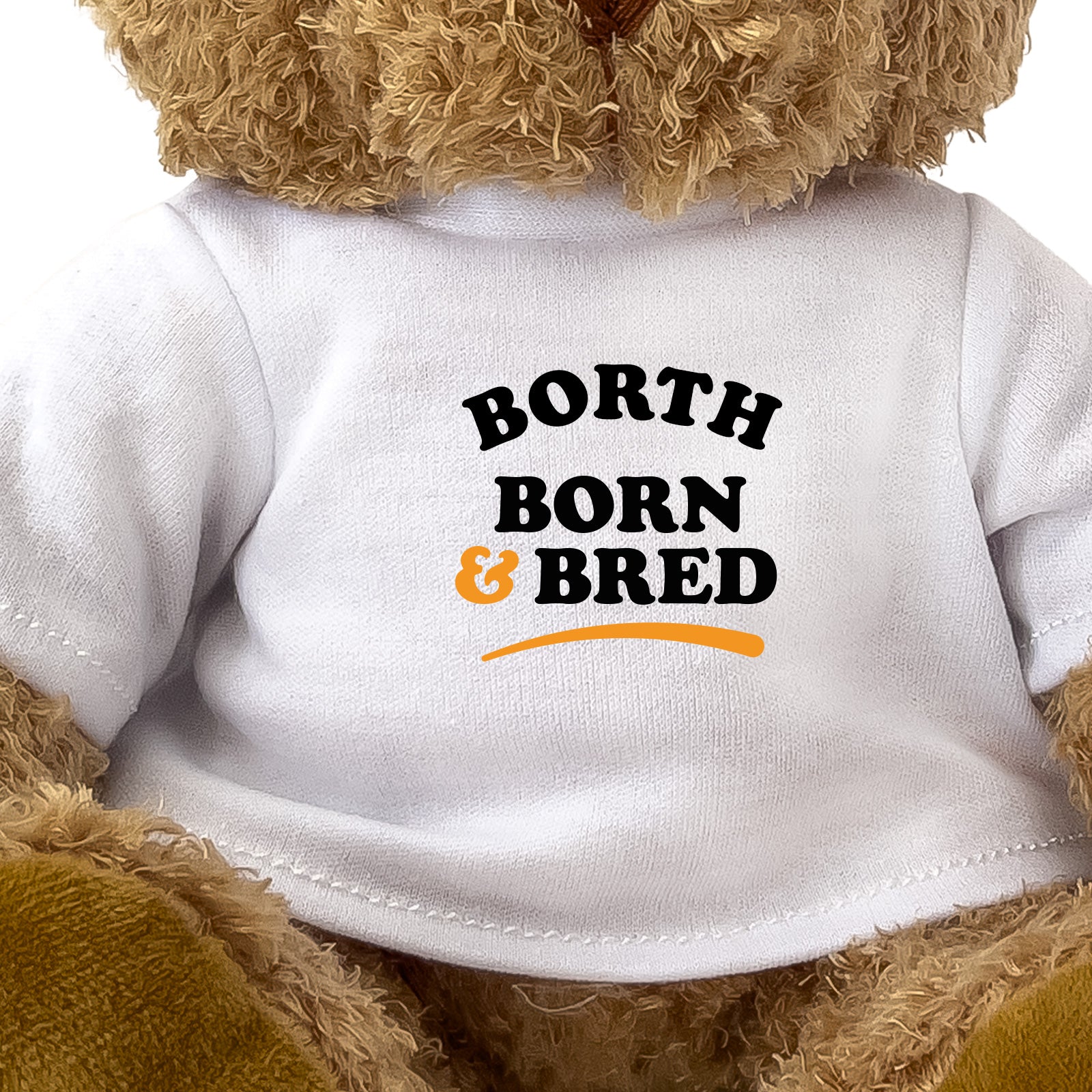 Close-up of the Borth Born and Bred T-shirt design