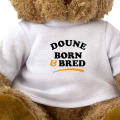 Close-up of the Doune Born and Bred T-shirt design