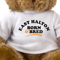 Close-up of the East Halton Born and Bred T-shirt design