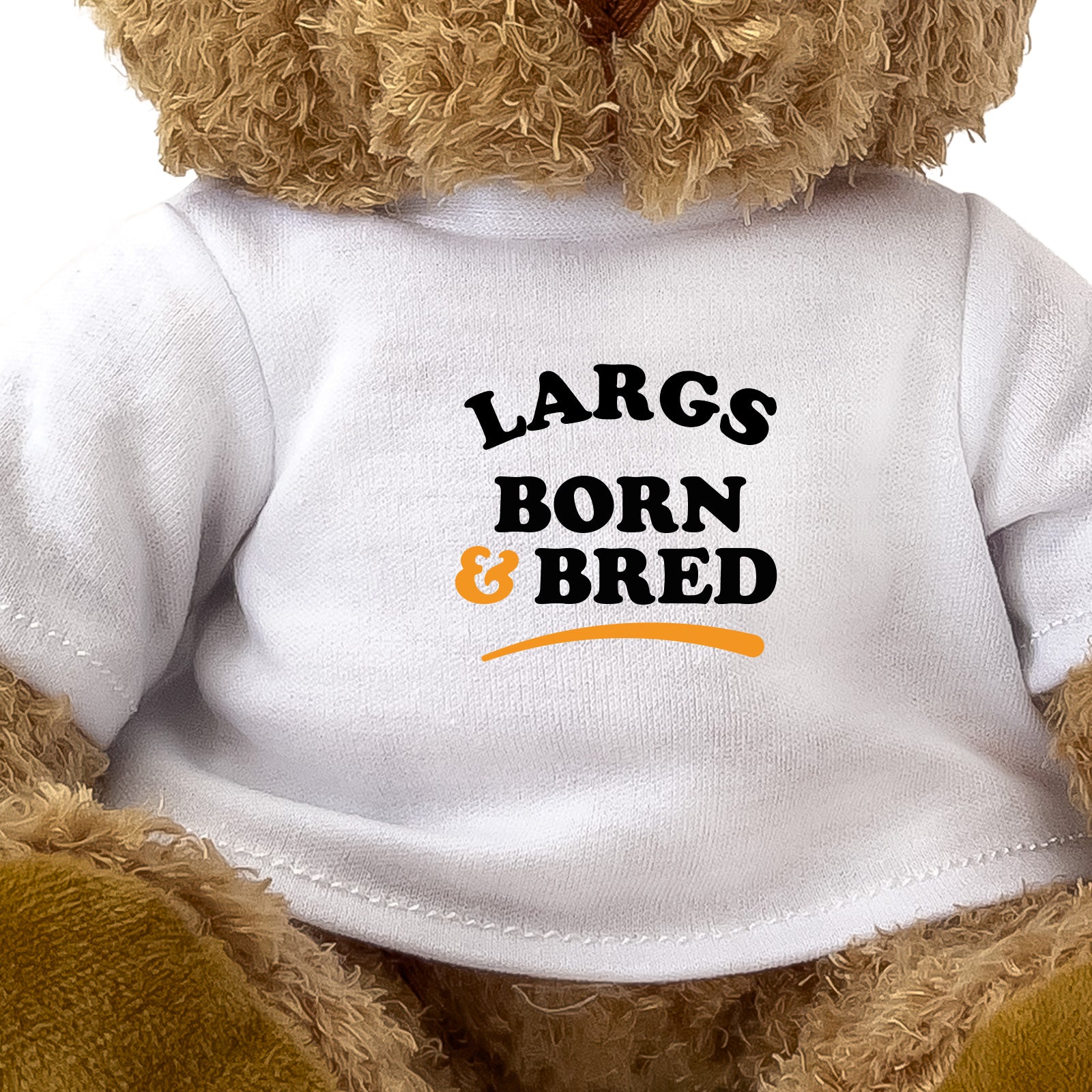 Close-up of the Largs Born and Bred T-shirt design