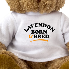 Close-up of the Lavendon Born and Bred T-shirt design
