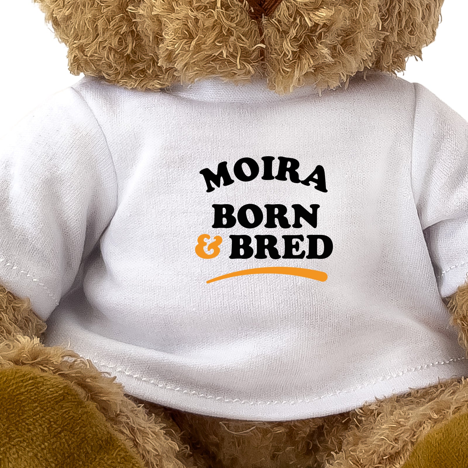 Close-up of the Moira Born and Bred T-shirt design