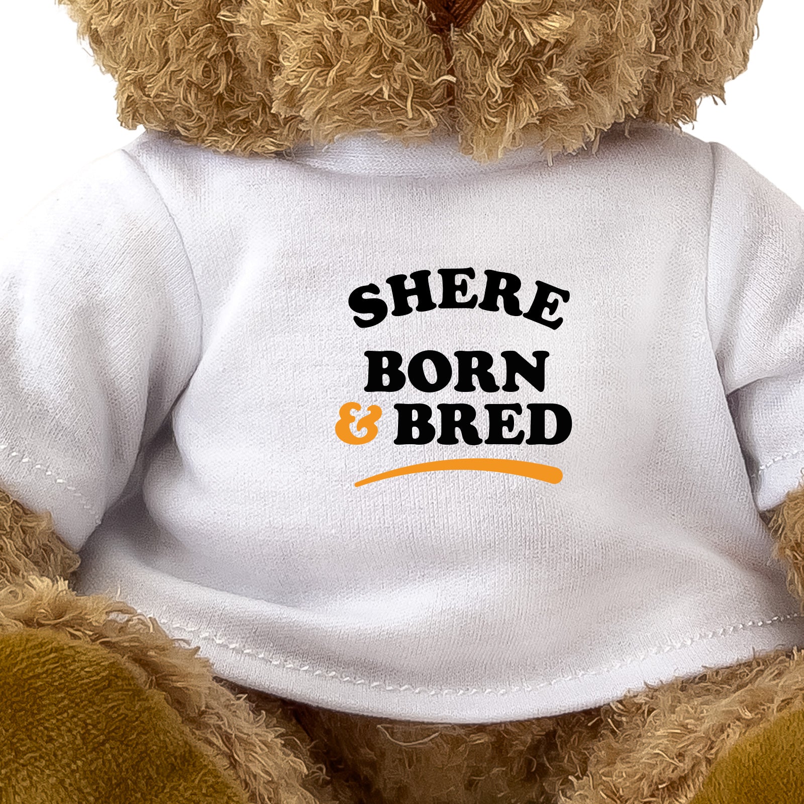 Close-up of the Shere Born and Bred T-shirt design