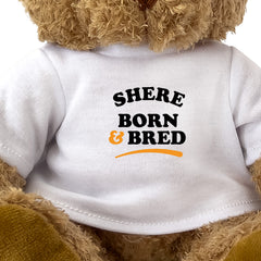 Close-up of the Shere Born and Bred T-shirt design