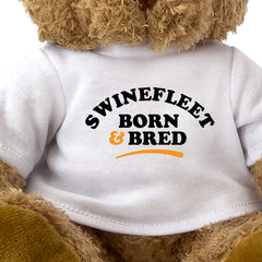 Close-up of the Swinefleet Born and Bred T-shirt design