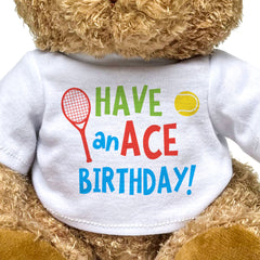 Have An Ace Birthday - Teddy Bear - Tennis Fan Gift Present