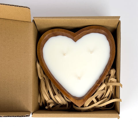 Wooden Heart-Shaped Bowl Candle - x12 (Wholesale UK Only)