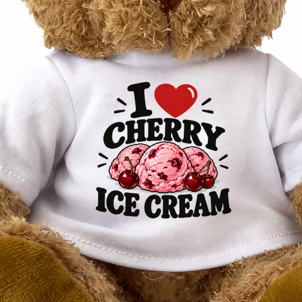 I LOVE CHERRY ICE CREAM - Teddy Bear Cute Cuddly - Funny Food Gift Present