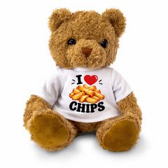 I LOVE CHIPS Teddy Bear Cute Cuddly Funny Food Gift Present