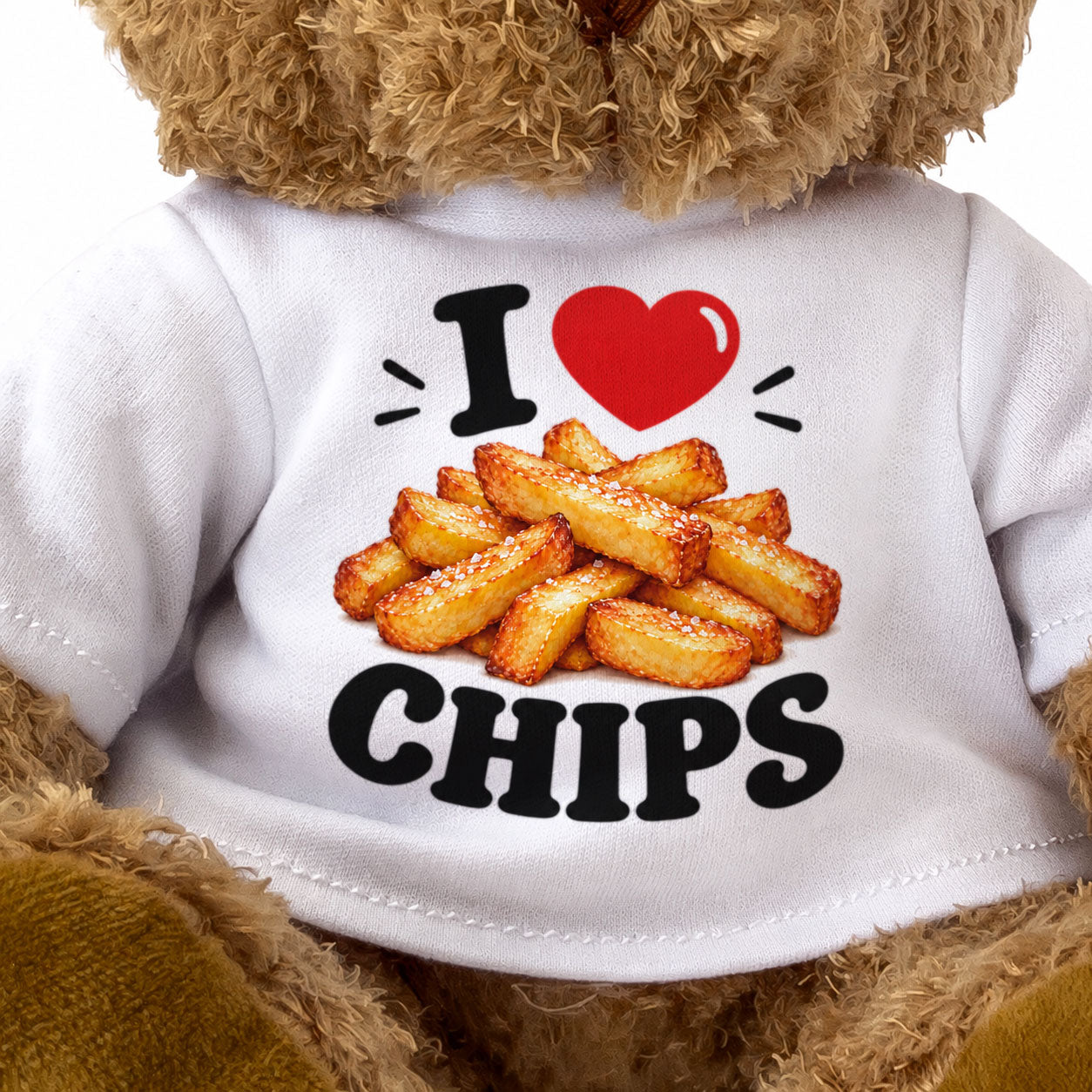 I LOVE CHIPS Teddy Bear Cute Cuddly Funny Food Gift Present