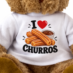 I LOVE CHURROS - Teddy Bear Cute Cuddly - Funny Food Gift Present