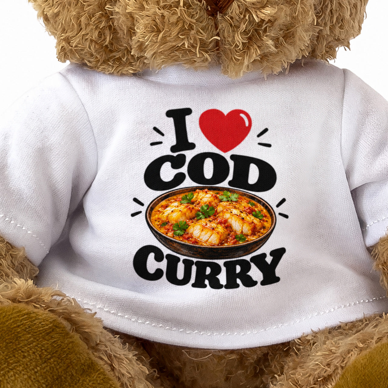 I LOVE COD CURRY - Teddy Bear Cute Cuddly - Funny Food Gift Present