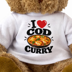 I LOVE COD CURRY - Teddy Bear Cute Cuddly - Funny Food Gift Present