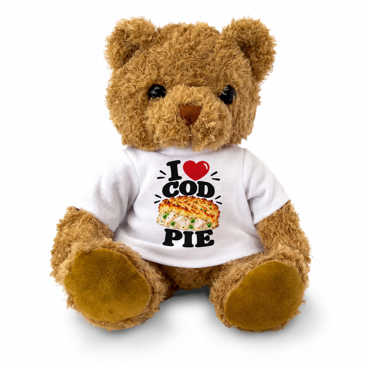 I LOVE COD PIE - Teddy Bear Cute Cuddly - Funny Food Gift Present