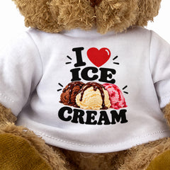 I LOVE ICE CREAM - Teddy Bear Cute Cuddly - Funny Food Gift Present