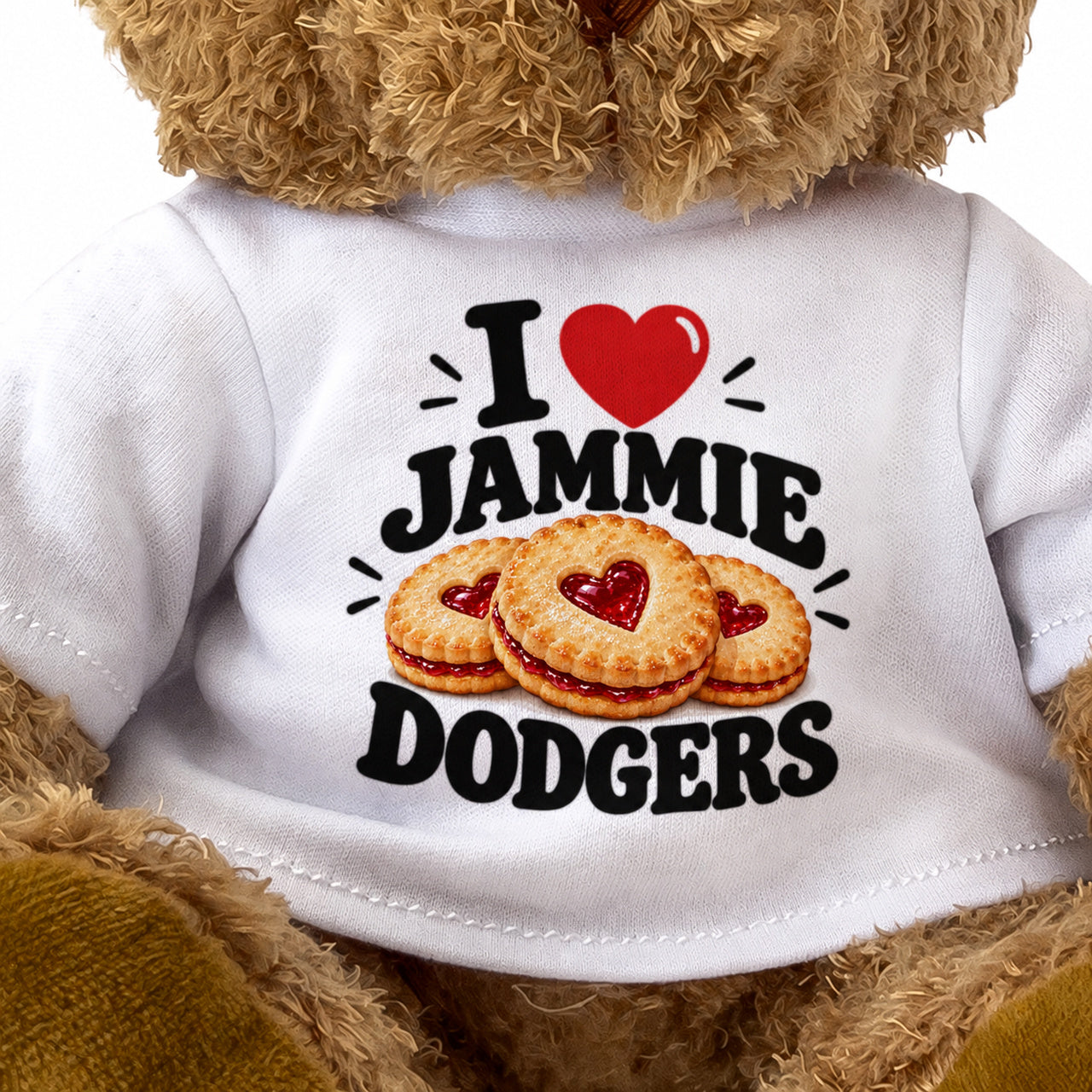 I LOVE JAMMIE DODGERS - Teddy Bear Cute Cuddly - Funny Food Gift Present