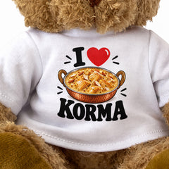 I LOVE KORMA - Teddy Bear Cute Cuddly - Funny Food Gift Present