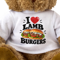 I LOVE LAMB BURGERS - Teddy Bear Cute Cuddly - Funny Food Gift Present