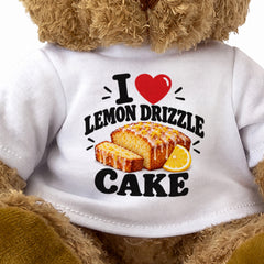 I LOVE LEMON DRIZZLE CAKE - Teddy Bear Cute Cuddly - Funny Food Gift Present